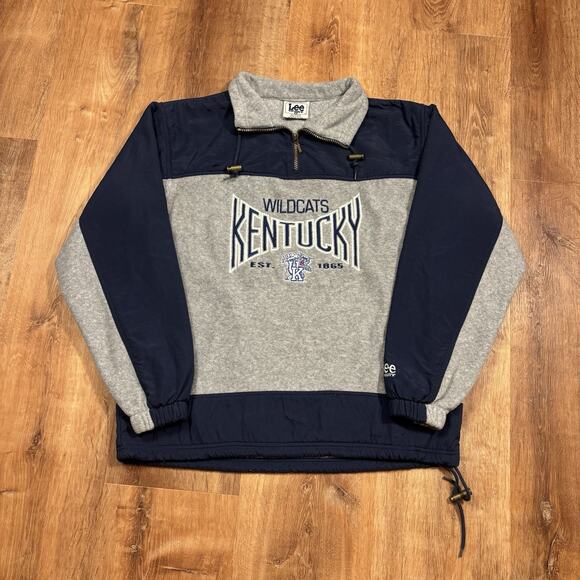 Vintage Kentucky Wildcats Jacket Mens Medium Lee Sport 1/4 Zip Fleece 90s - Picture 1 of 6